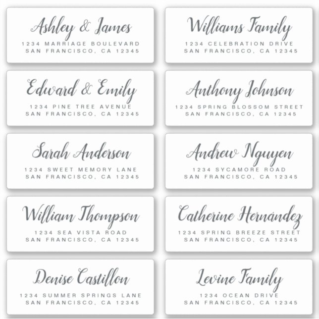 Chic Calligraphy Wedding Guest Address Labels (Front)