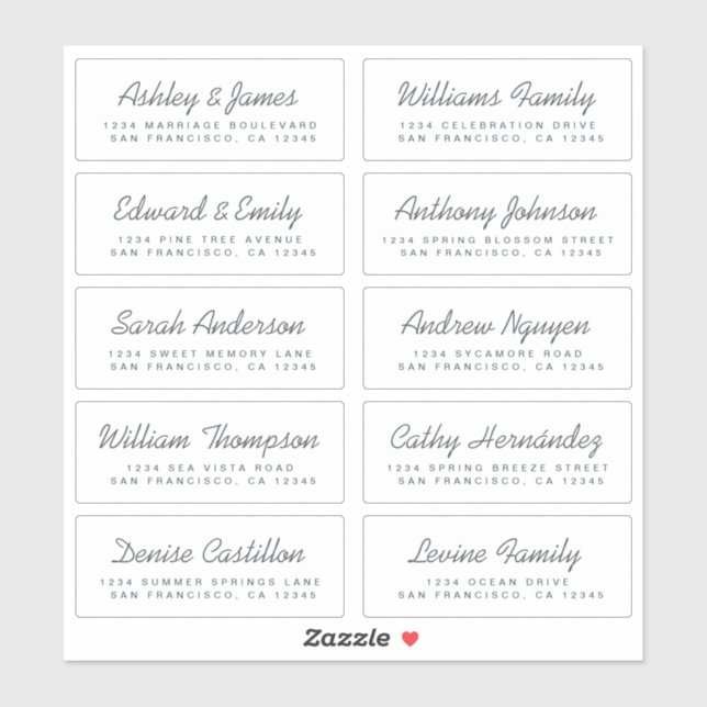 Chic Calligraphy Wedding Guest Address Labels (Sheet)