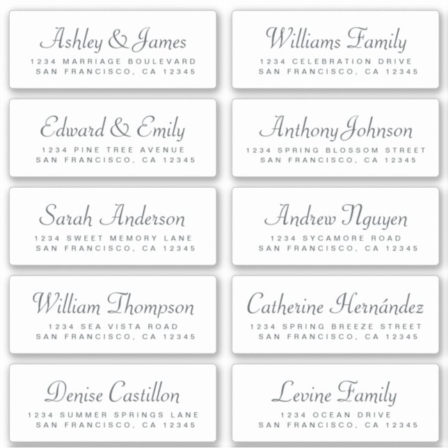 Chic Calligraphy Wedding Guest Address Labels (Front)