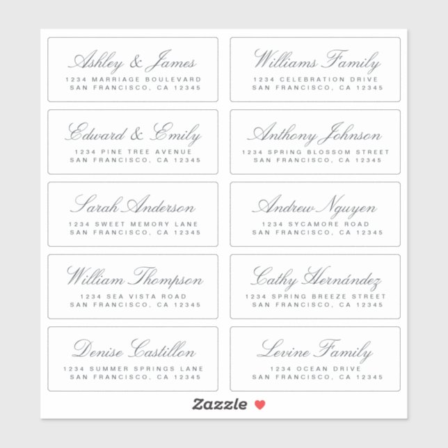 Chic Calligraphy Wedding Guest Address Labels (Sheet)