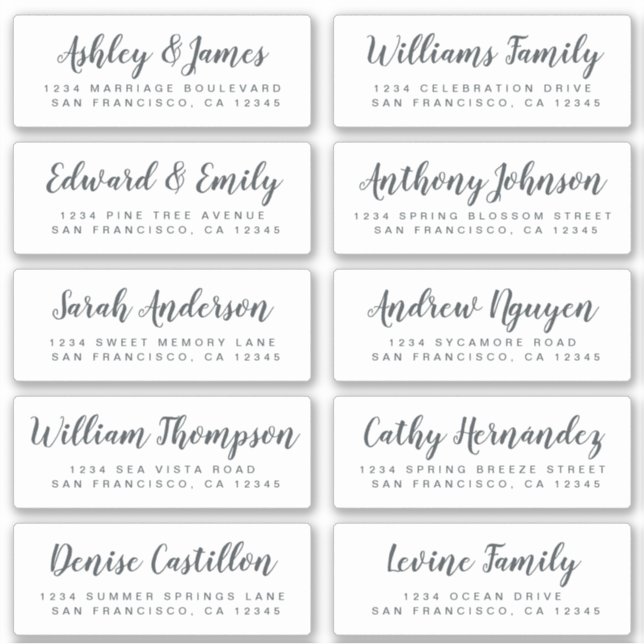 Chic Calligraphy Wedding Guest Address Labels (Front)
