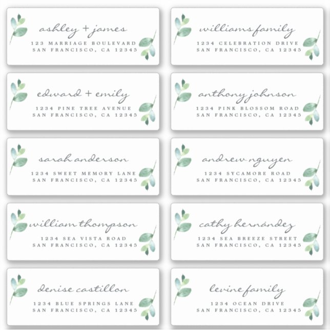 Chic Calligraphy Wedding Guest Address Labels (Front)