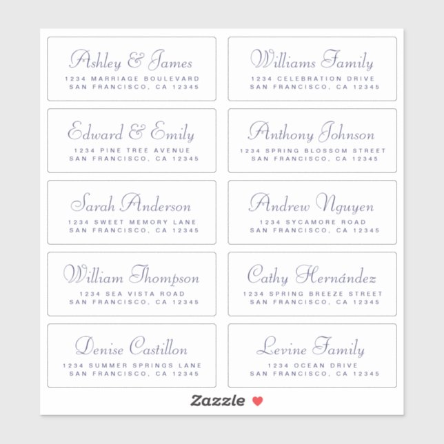 Chic Calligraphy Wedding Guest Address Labels (Sheet)