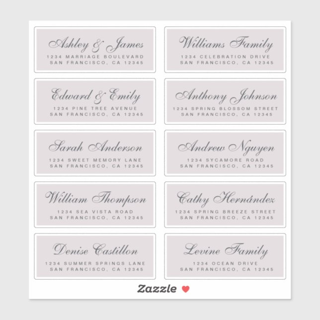 Chic Calligraphy Wedding Guest Address Labels (Sheet)