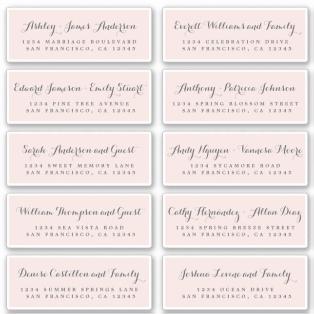 Chic Calligraphy Wedding Guest Address Labels (Front)