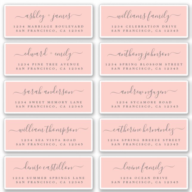 Chic Calligraphy Wedding Guest Address Labels (Front)