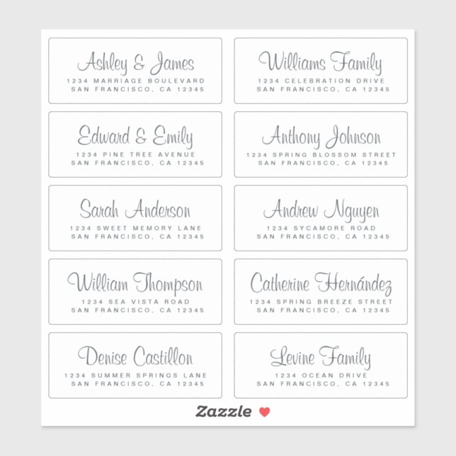 Chic Calligraphy Wedding Guest Address Labels (Sheet)