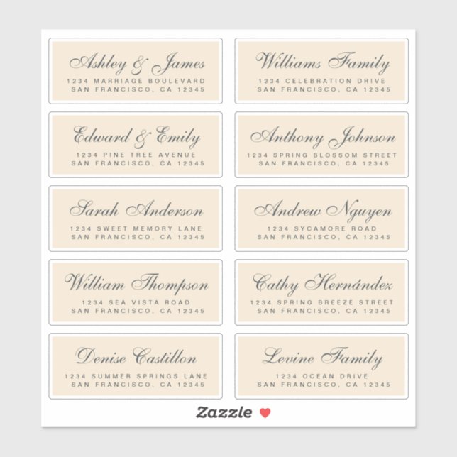 Chic Calligraphy Wedding Guest Address Labels (Sheet)