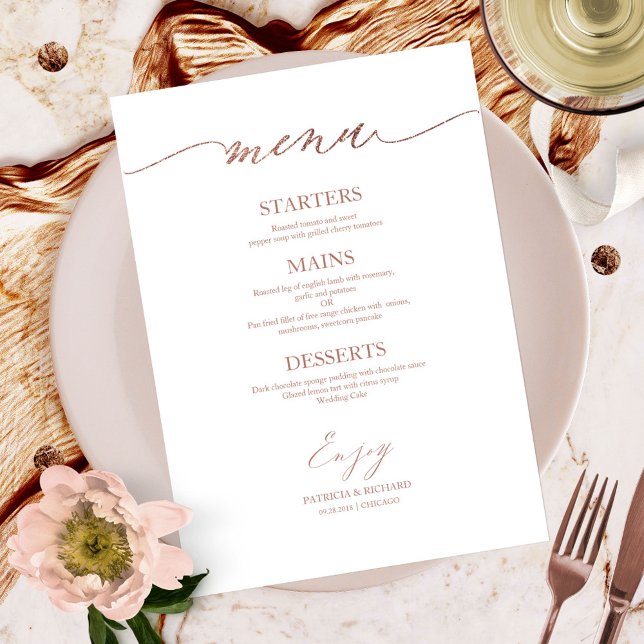 Chic Calligraphy Wedding Menu Card For Plate (Creator Uploaded)