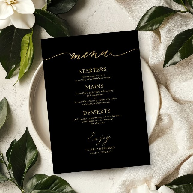 Chic Calligraphy Wedding Menu Card For Plate (Creator Uploaded)