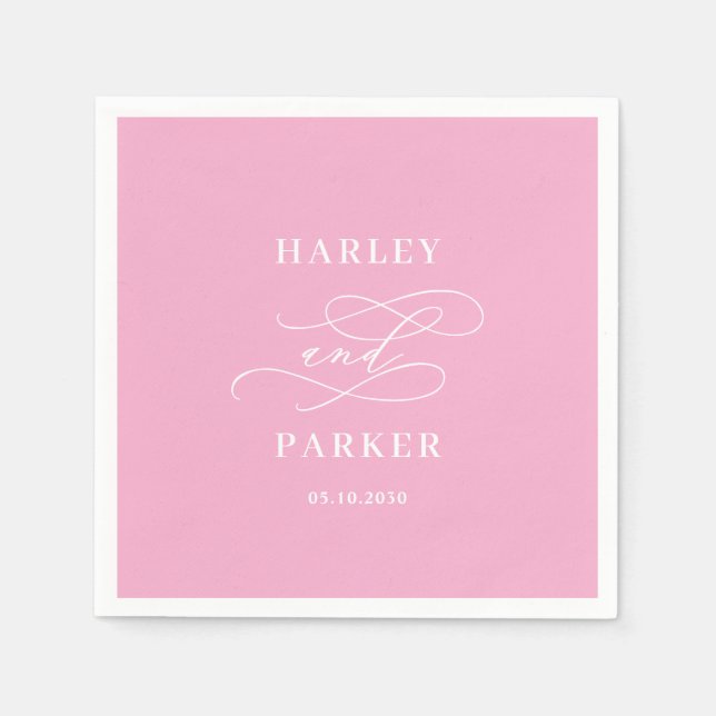 Chic Calligraphy Wedding Rehearsal Engagement Napkin (Front)