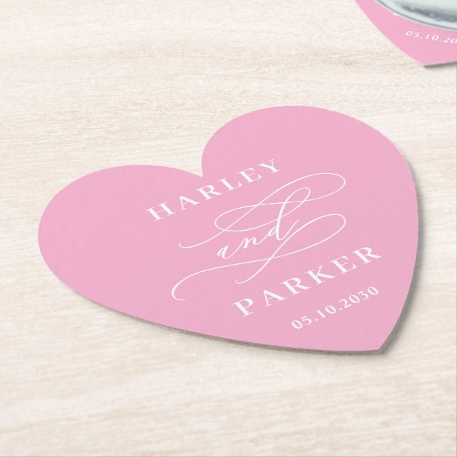 Chic Calligraphy Wedding Rehearsal Engagement Paper Coaster (Angled)