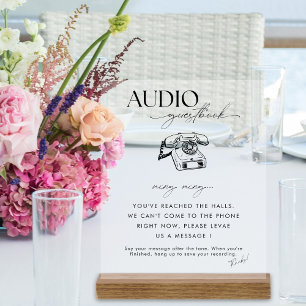Chic Calligraphy Wedding Telephone Audio Guestbook Acrylic Sign