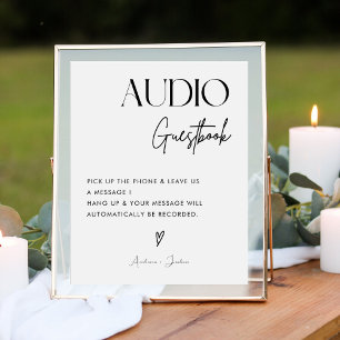 Chic Calligraphy Wedding Telephone Audio Guestbook Pedestal Sign