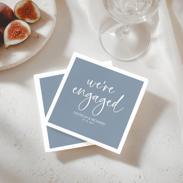 Chic Calligraphy We're Engaged Engagement Party Napkin (Creator Uploaded)