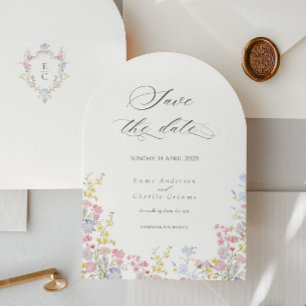Chic Calligraphy wildflowers Wedding Save the Date Invitation