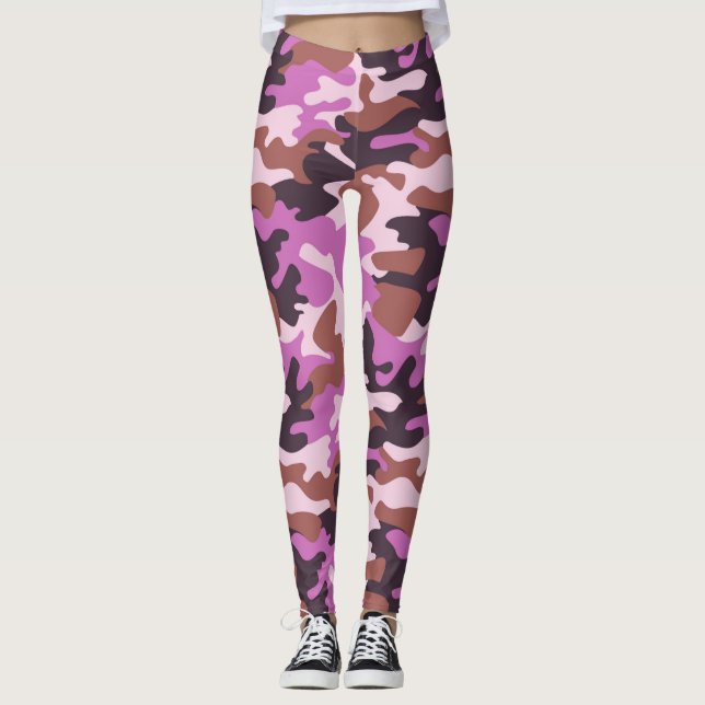 Chic Camouflage Khaki Pattern Leggings (Front)