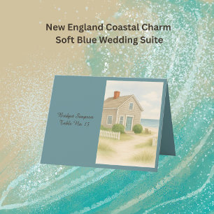 chic Cape Cod Coastal Soft Blue Wedding guest card