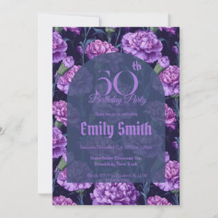 Chic Carnation Sparkle Custom Birthday Invitation