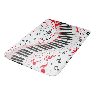Chic Cascading Melodies Red White and Black Bath Mat