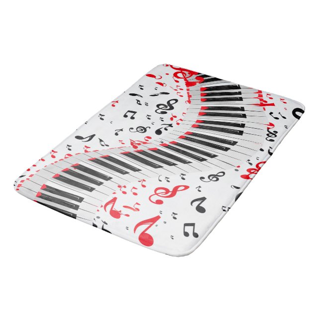 Chic Cascading Melodies Red White and Black  Bath Mat (Angled)