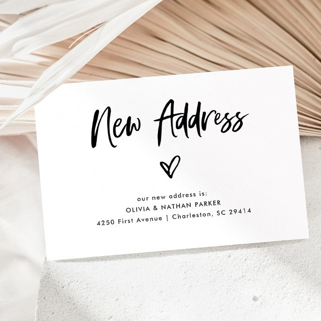 Chic Casual Script and Heart | Moving Announcement Postcard (Creator Uploaded)