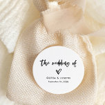 Chic Casual Script and Heart | Wedding Classic Round Sticker<br><div class="desc">These chic and stylish,  black and white wedding or bridal shower stickers feature a hand-drawn heart illustration and casual modern script for a simple but totally modern look.</div>