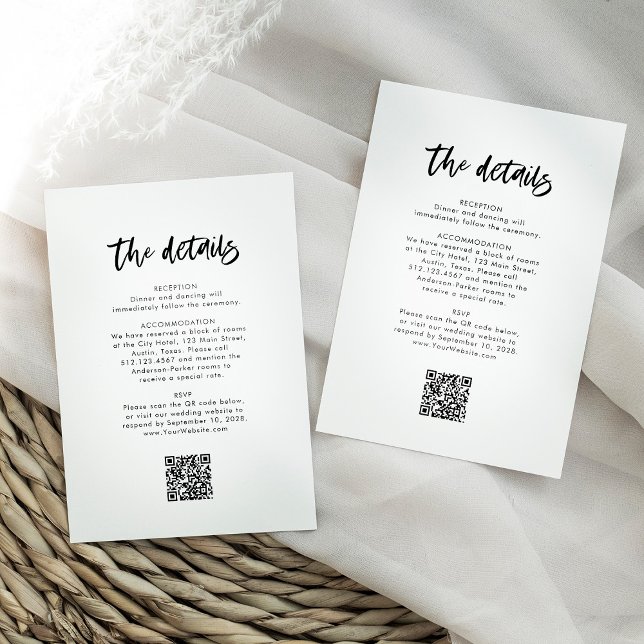 Chic Casual Script | Wedding Details Enclosure Card (Creator Uploaded)