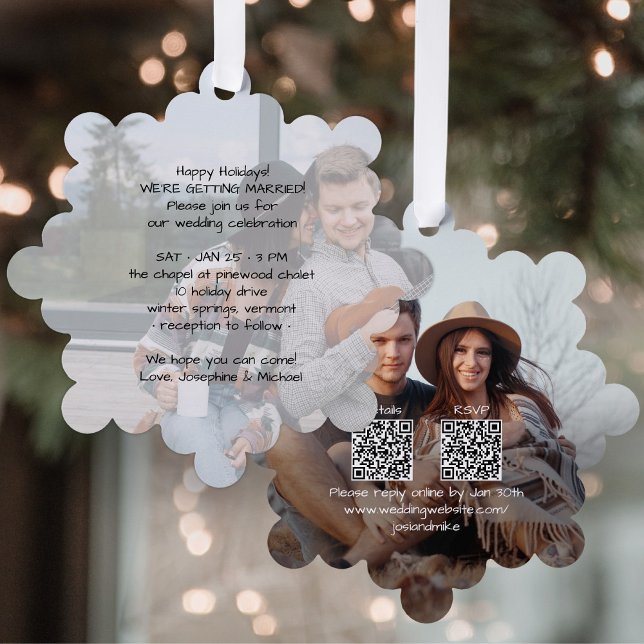 Chic Casual Wedding Invitation Christmas Ornament (Creator Uploaded)