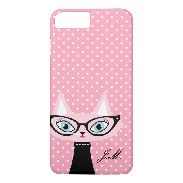 Chic Cat and Polka Dots iPhone 8 Plus/7 Plus Case (Back)