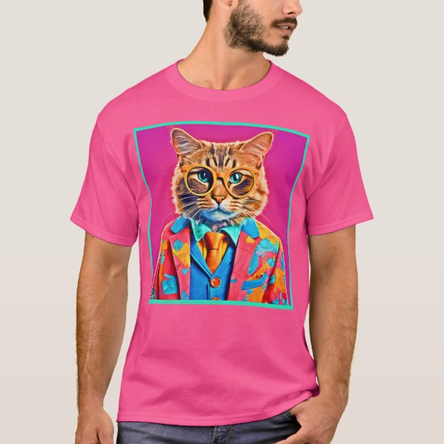 Chic Cat Art: Spectacled Swagger T-Shirt (Front)