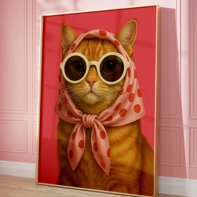 Chic Cat Funny Aesthetic Wall Art Print  (Creator Uploaded)