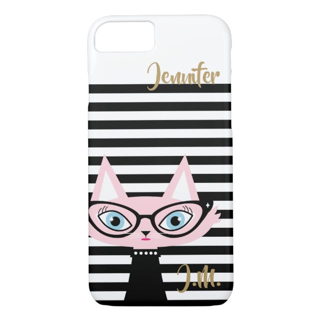 Chic Cat Monogram iPhone 8/7 Case (Back)