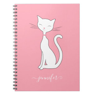 Chic Cat Personalized Pink Notebook