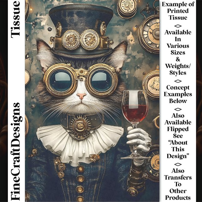 Chic Cat Queen Toasting, Red Wine CT9 Decoupage Tissue Paper (Creator Uploaded)