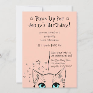 Chic Cat-Themed Birthday Celebration Invitation