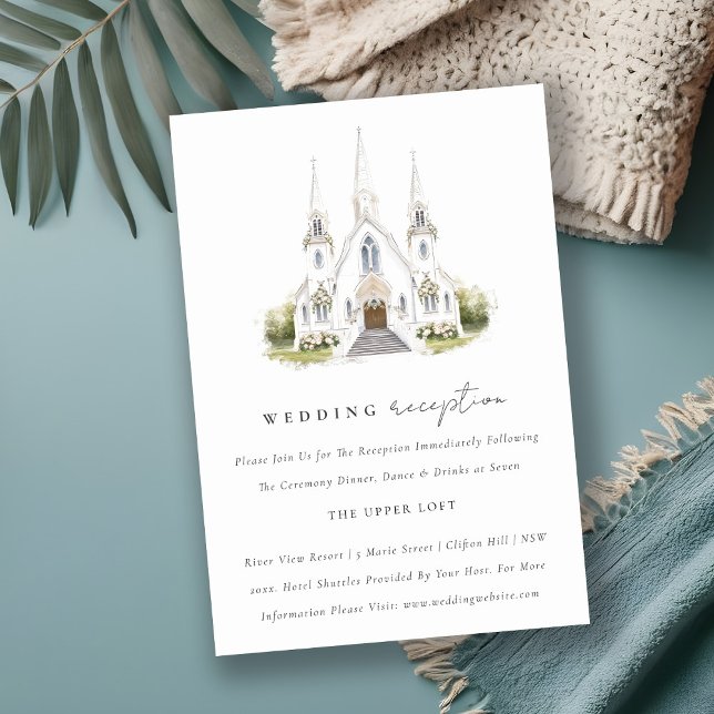 Chic Catholic Watercolor Church Wedding Reception Enclosure Card (Creator Uploaded)