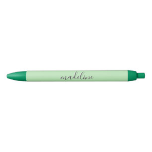 Chic Celadon Green Calligraphy name Black Ink Pen