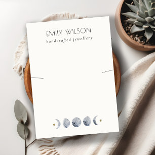 Chic Celestial Moon Watercolor Necklace Display Business Card