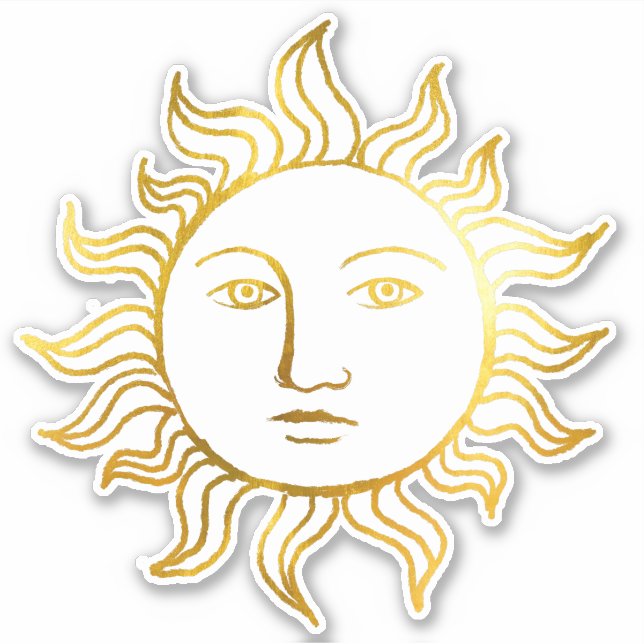 Chic Celestial Retro Golden Foil Vintage Witch Sun (Front)
