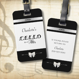 Chic Cellist Black and White Cello Case ID Tag