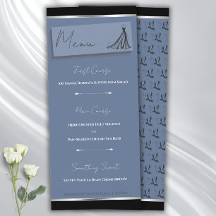 Chic Cerulean Blue Fashion Gala Flat Menu Card