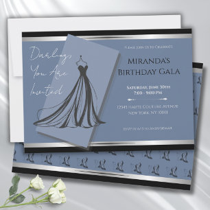 Chic Cerulean Blue Fashion Gala Party Invitation