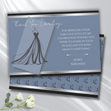 Chic Cerulean Blue Fashion Gala Thank You Card