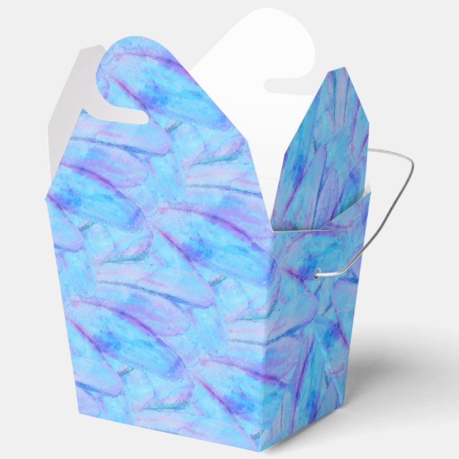 Chic Cerulean Painterly Flower Petal Pattern Favour Box (Open)