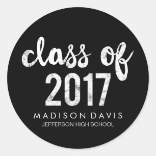 Chic Chalk   Class of 2017 Graduation Classic Round Sticker