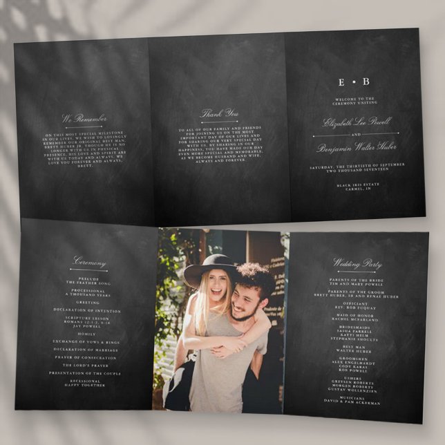 Chic Chalkboard Wedding Tri-Fold Programme (Creator Uploaded)