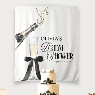 Chic Champagne Black & White Bridal Shower Tapestry