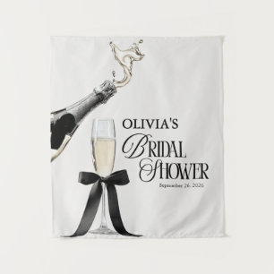Chic Champagne Black & White Bridal Shower Tapestry