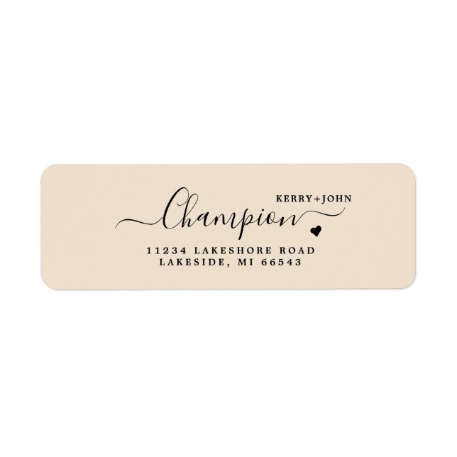 Chic Champagne Colour Wedding Return Address Label (Front)